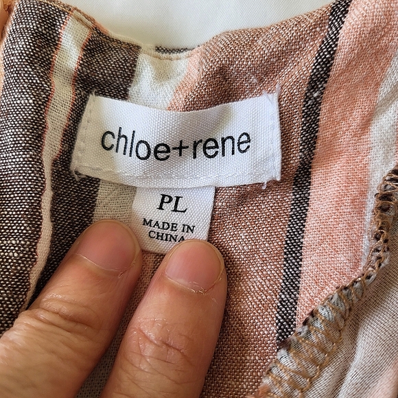Chloe Rene Summer Boho Jumpsuit Sleeveless Linen Blend Size Petite Large - Picture 12 of 15